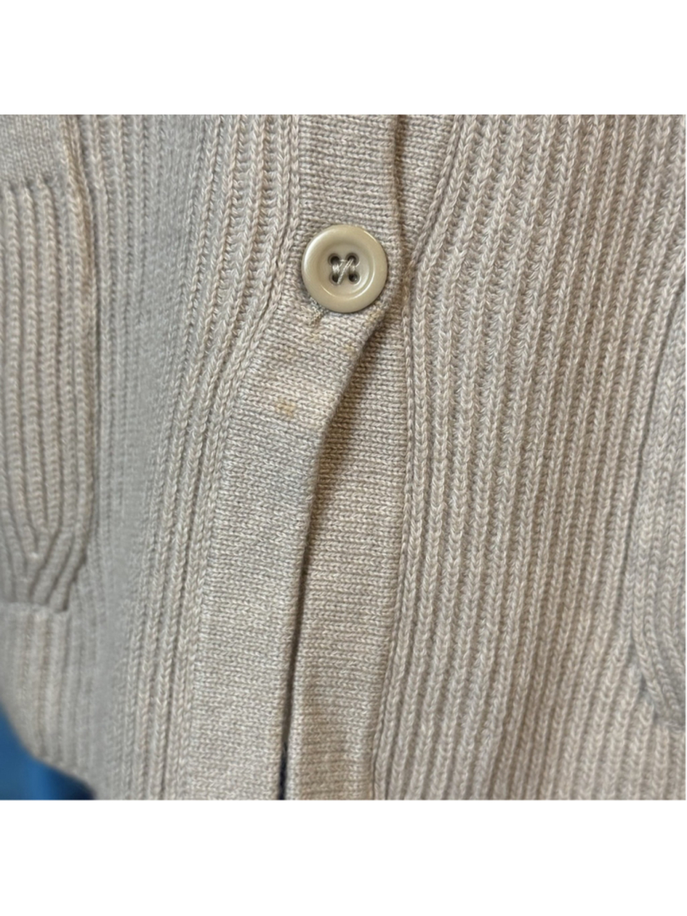 Amina Rubinacci Napoli Cashmere Cotton Ribbed Sweater Cardigan 44/M Beige *READ* - Picture 6 of 6